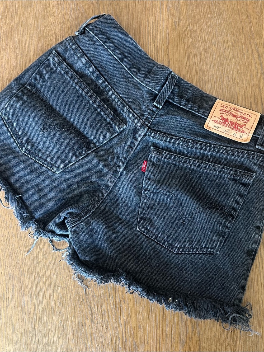 Levi's Black Frayed Hem Denim Shorts